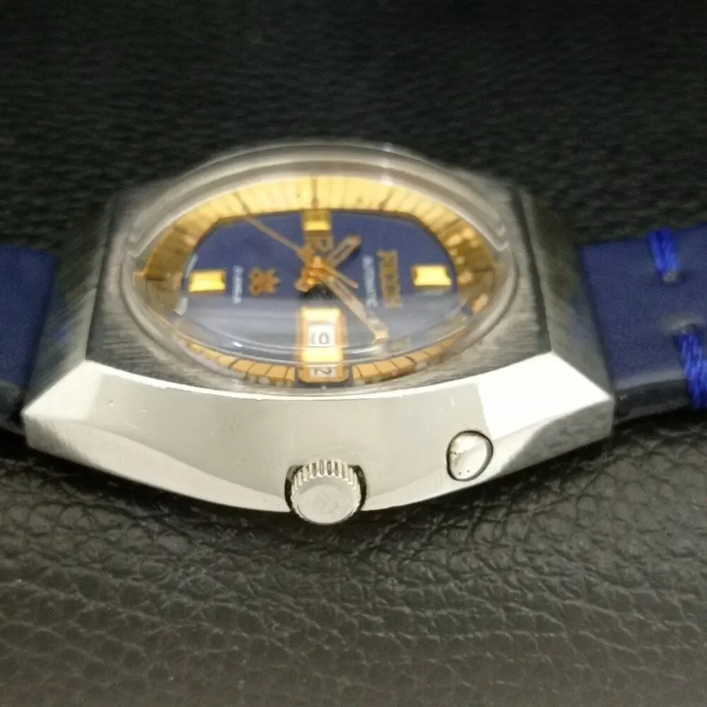 Vintage 1978 Ricoh Automatic Mens Silver Watch W/daydate & Gold accents